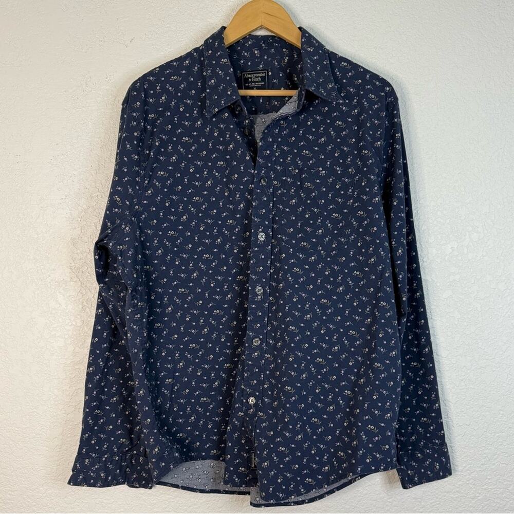 Abercrombie & Fitch blue floral long sleeve button front shirt Casual Office